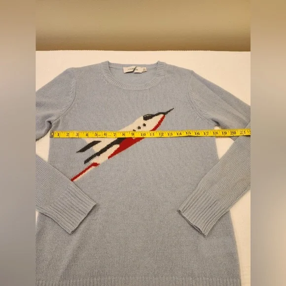 Coach 1941 Powder Blue Intarsia Sweater M 100% Cashmere Rare HTF Runway - Picture 11 of 14